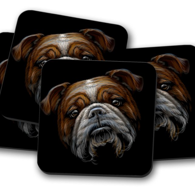 Posavasos Retrato animal de Bulldog británico | Bulldog enca (Subido por el creador)