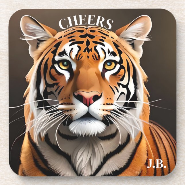 Posavasos Retrato artístico de tigres de gran montaña para g (Frente)