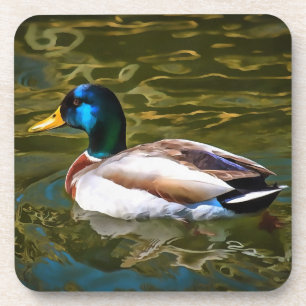 Posavasos Retrato artístico del pato mallard