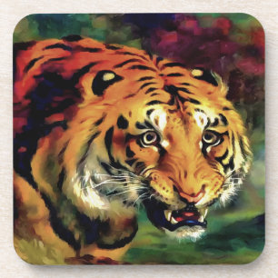 Posavasos Retrato artístico del tigre parpadeante