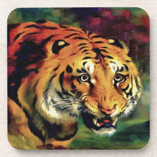 Posavasos Retrato artístico del tigre parpadeante