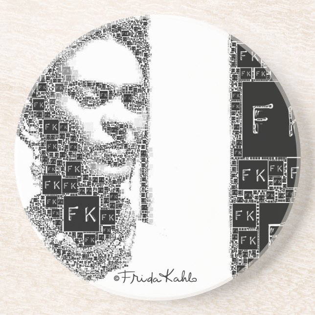 Posavasos Retrato blanco y negro de Frida Kahlo (Frente)
