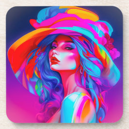 Posavasos Retrato de arte pop neón