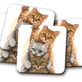Posavasos Retrato de Baby Kittens | Copas de corcho de gato
