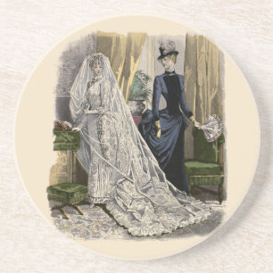 Posavasos Retrato de boda vintage de novia victoriana