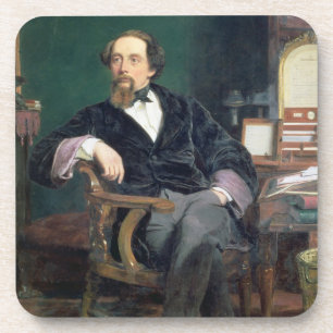 Posavasos Retrato de Charles Dickens (aceite en lona)