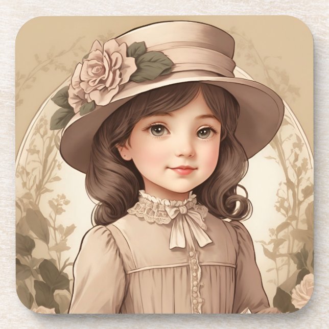 Posavasos Retrato de Chica victoriano lindo (Frente)