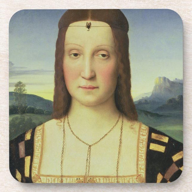Posavasos Retrato de Elizabeth Gonzaga, c.1504 (aceite en el (Frente)