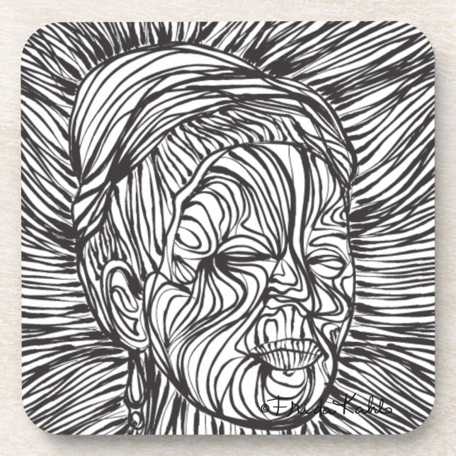 Posavasos Retrato de Frida Kahlo Lines (Frente)