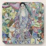 Posavasos Retrato de Friederike Maria Beer por Gustav Klimt<br><div class="desc">Retrato de Friederike Maria Beer (1916) por Gustav Klimt es un retrato de arte fino de la época victoriana. Friederike-Maria le pidió a Klimt que la pintara con un vestido de taller vienés que usaba exclusivamente. Klimt decidió que debía llevar su abrigo de piel por dentro para que el revestimiento...</div>