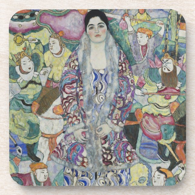 Posavasos Retrato de Friederike Maria Beer por Gustav Klimt (Frente)