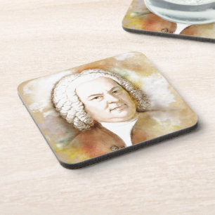 Posavasos Retrato de Johann Sebastian Bach en beige