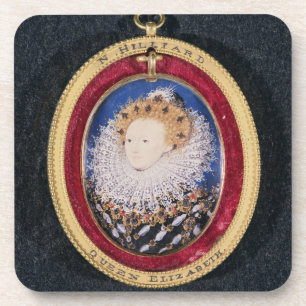 Posavasos Retrato de la reina Elizabeth I (w/c en la vitela)