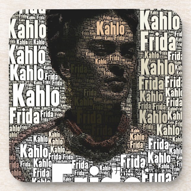 Posavasos Retrato de letras de Frida Kahlo (Frente)