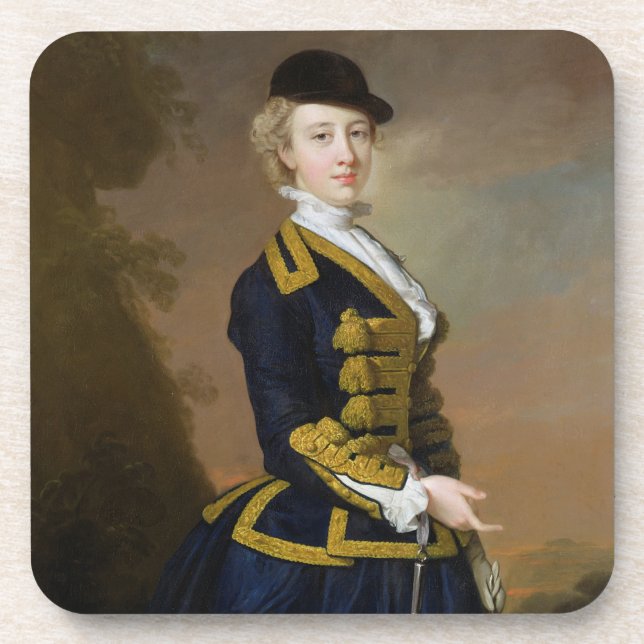 Posavasos Retrato de Nancy Fortesque que lleva un ri azul (Frente)