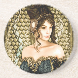 Posavasos Retrato de princesa de cuento de hadas encantado