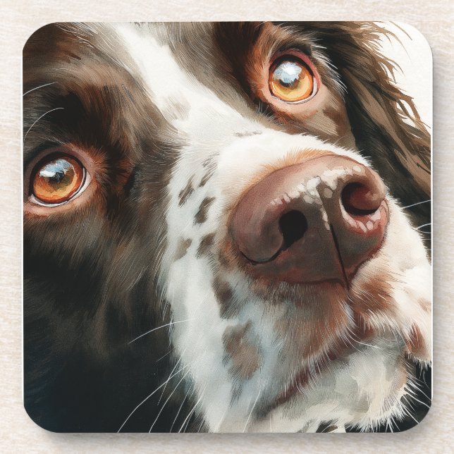 Posavasos retrato de springer spaniel marrón (Frente)