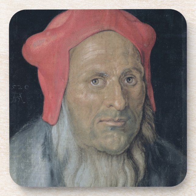 Posavasos Retrato de un hombre barbudo en Red Hat, 1520 (Frente)