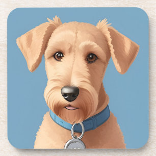 Posavasos Retrato de un perro lindo que lleva una collar azu