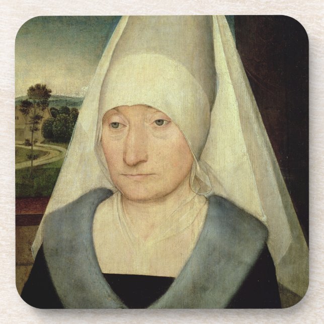 Posavasos Retrato de una mujer mayor (aceite en el panel) (Frente)