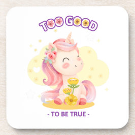 Posavasos Retrato de unicornio con corona de flores