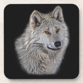 Posavasos Retrato de vida silvestre de Lobo gris plateado