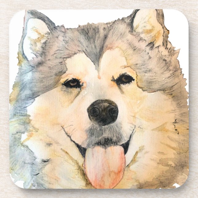 Posavasos Retrato del Malamute de Alaska (Frente)