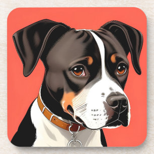 Posavasos Retrato elegante de un perro blanco y negro