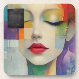 Posavasos Retrato en el surrealismo de bloques de color
