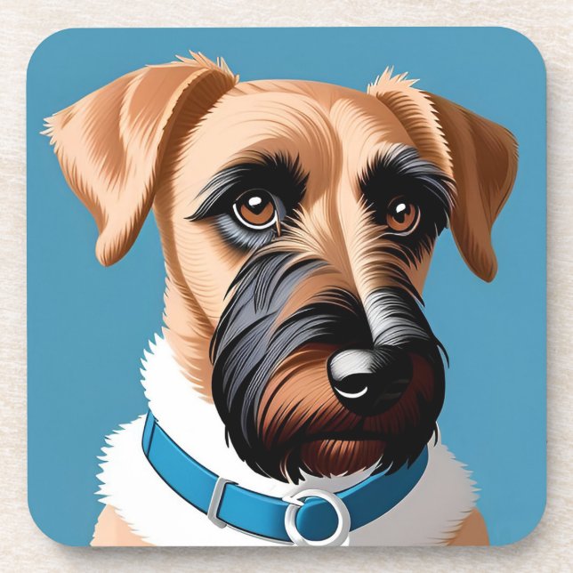 Posavasos Retrato Estilizado de un Perro Terrier (Frente)