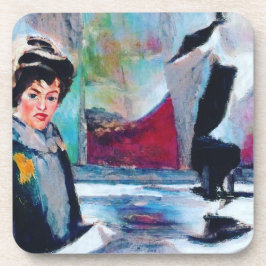 Posavasos Retrato femenino vintage con fondo abstracto