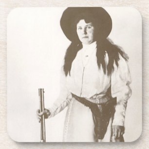 Posavasos Retrato fotográfico de una vaquera sosteniendo un 