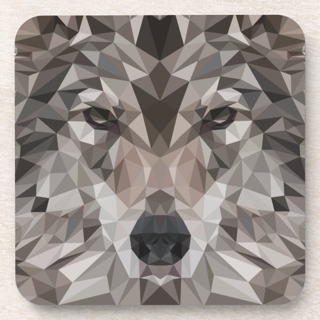 Posavasos Retrato geométrico de Lone Wolf (Frente)