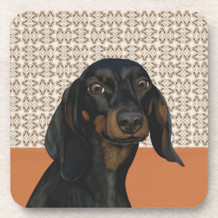Posavasos Retrato negro de perro de Dachshund para los amant