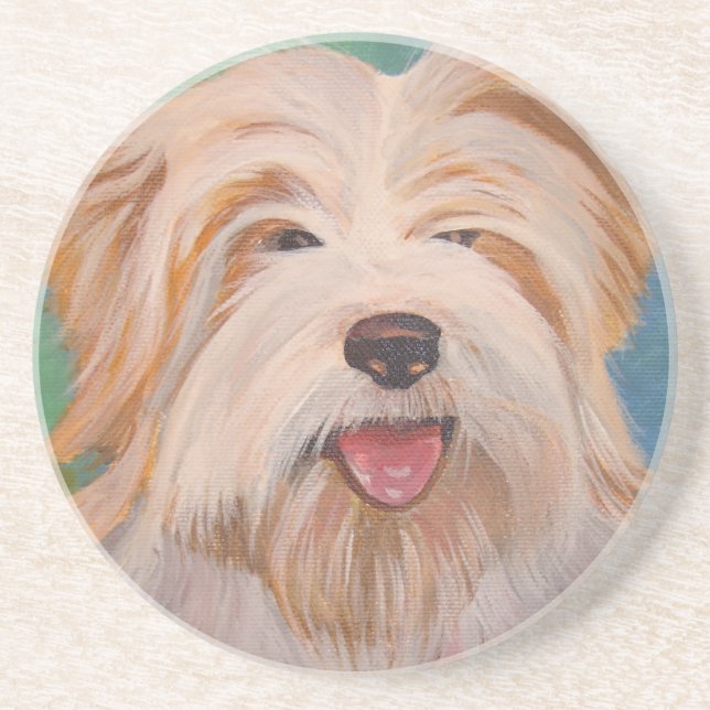 Posavasos Retrato Terrier Mascota arte de perro (Frente)