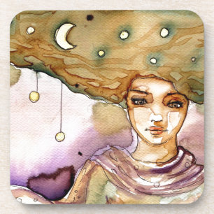 Posavasos Retrato y mujer abstractos del bonito