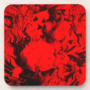 Posavasos Retratos de músicos pop en vivos colores rojos