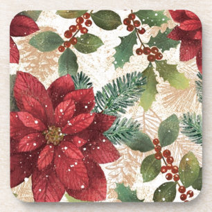 Posavasos Retro 50 Poinsettia Crema Verde Rojo
