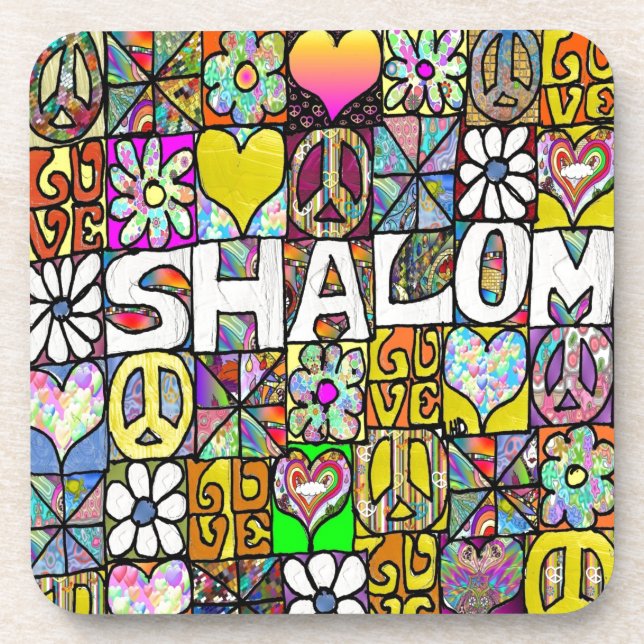 Posavasos Retro 60 Psicodélico Shalom LOVE (Frente)