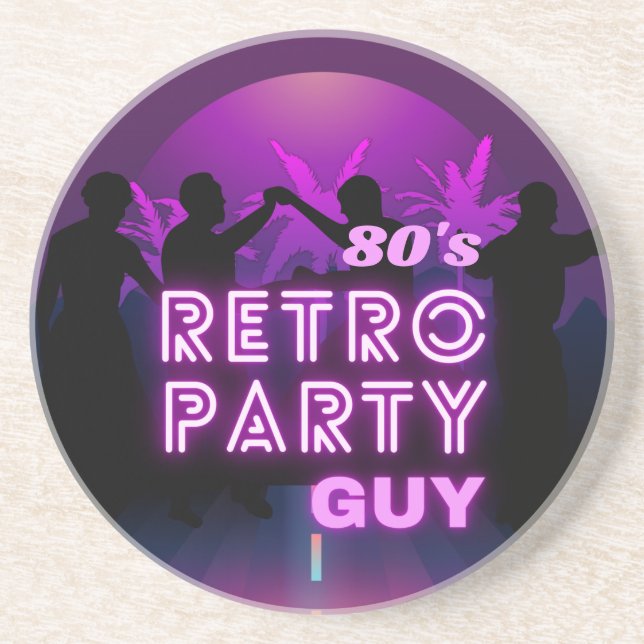 Posavasos Retro 80 Disco Dance Fiesta Neon Purple Funky (Frente)