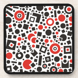 Posavasos Retro Art Deco Diseño Geométrico Rojo y Negro 50