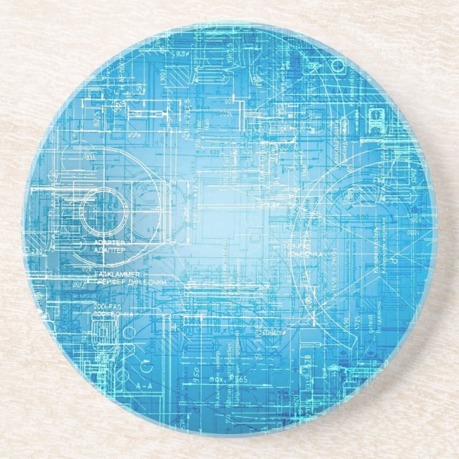 Posavasos Retro Blueprint Coaster - Función Art Meets (Frente)
