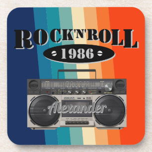 Posavasos Retro clásico boom box rock n roll music vintage