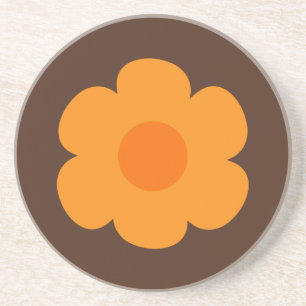 Posavasos Retro de los 70 Flor Naranja y Marrón