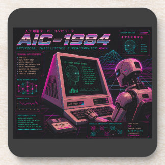 Posavasos Retro Futurista Robot Informático AI Vaporwave Neo