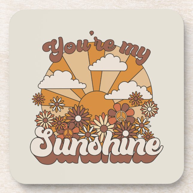 Posavasos Retro Groovy | Eres mi Sunshine (Frente)