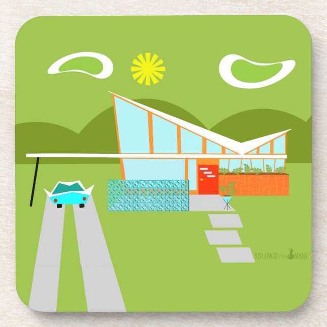 Posavasos Retro Palm Springs House Duro Plastic Coaster (Frente)