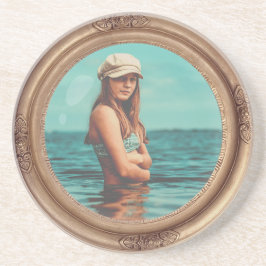 Posavasos Retro Retro Retrato de estilo Dorado