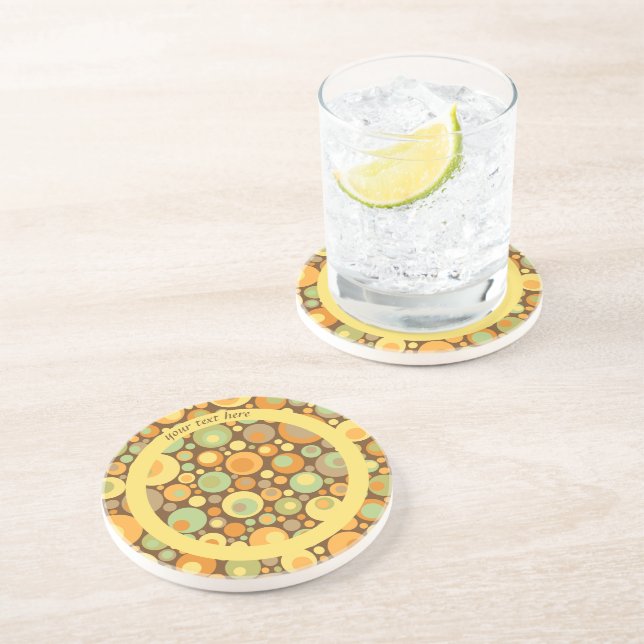 Posavasos Retro Rings Round Sandstone Coaster (Lado)