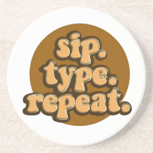Posavasos Retro "Sip. Tipo. Repito". Arte de productividad